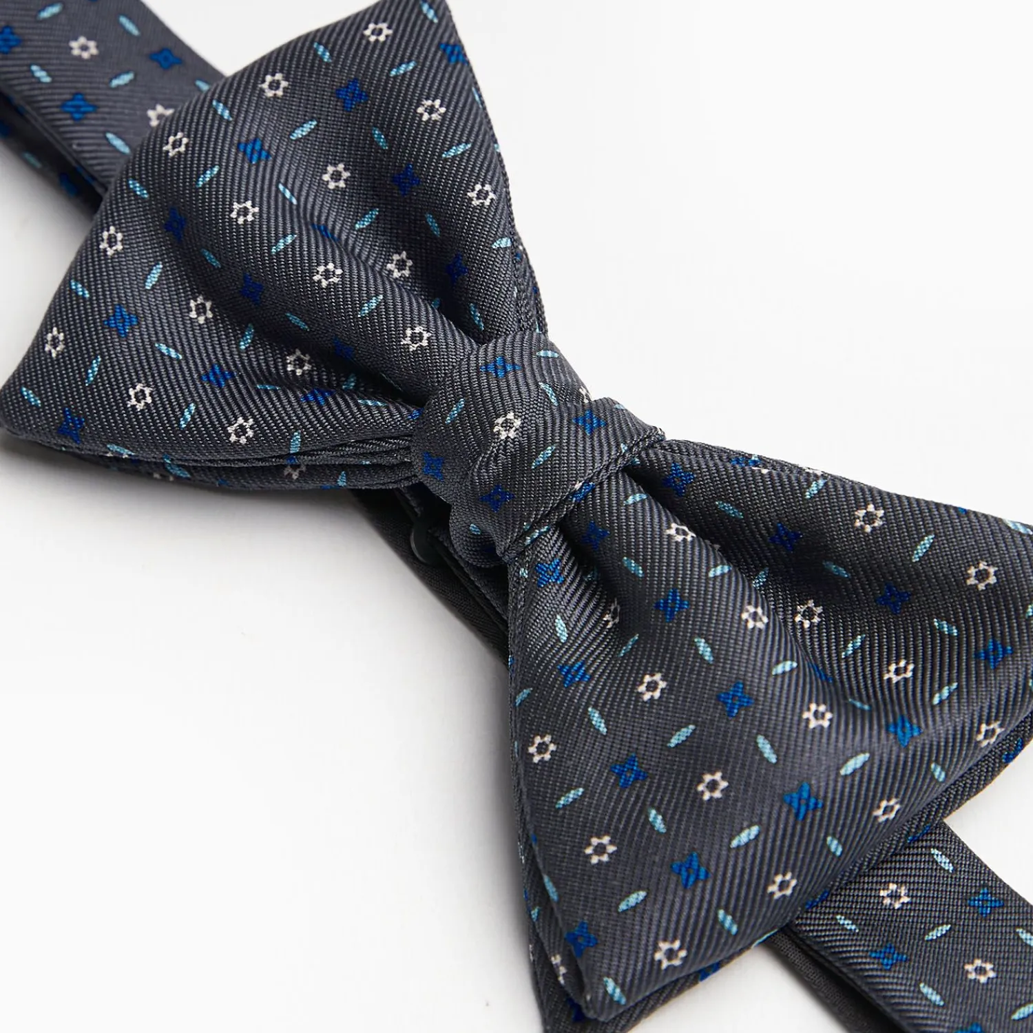 Dark Grey Pre-Knotted Silk Bowtie - Small Flower Pattern>E.Marinella Discount