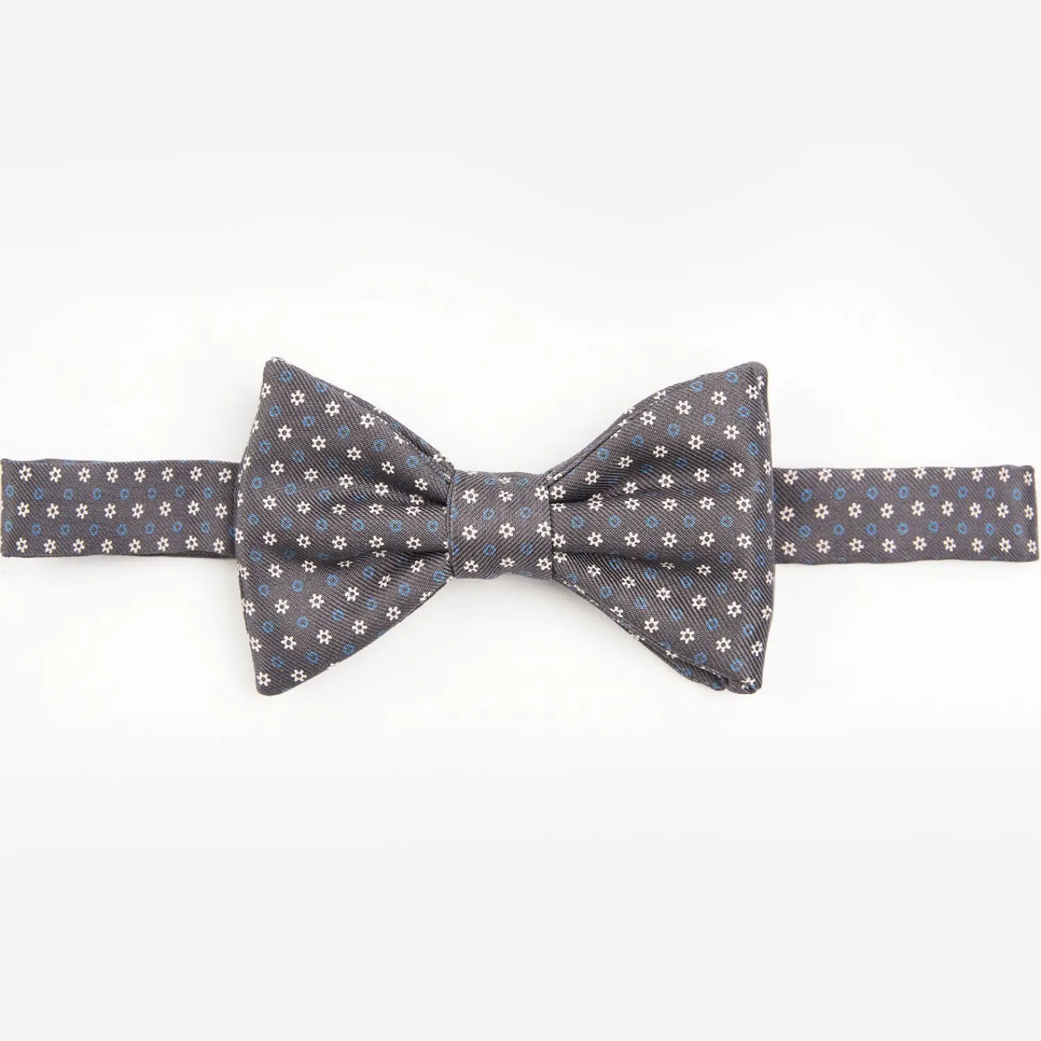 Dark Grey Pre-Knotted Silk Bowtie- Small Flower Pattern>E.Marinella Hot