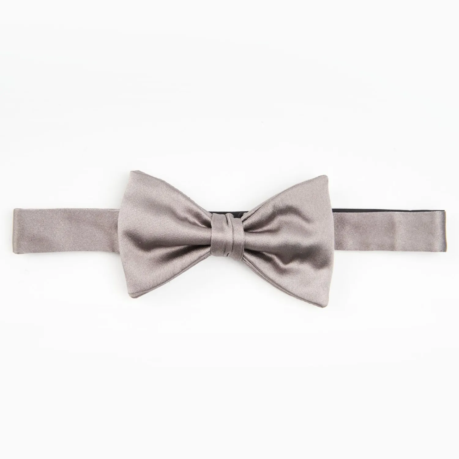 Dark Grey Pre-Knotted Silk Satin Bowtie - Solid Color>E.Marinella New