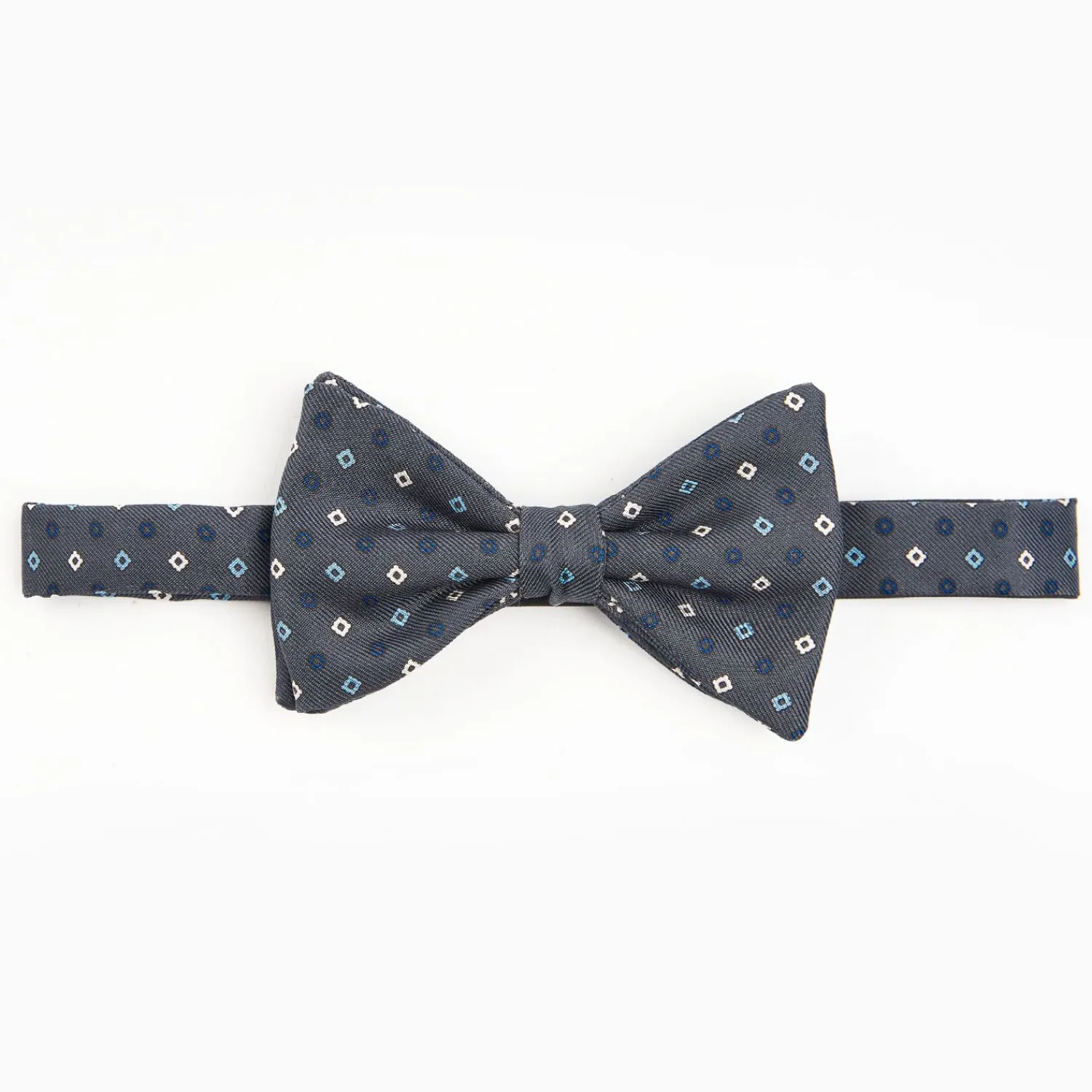 Dark Grey Pre-Knotted Silk Bowtie - Small Flower Pattern>E.Marinella Clearance