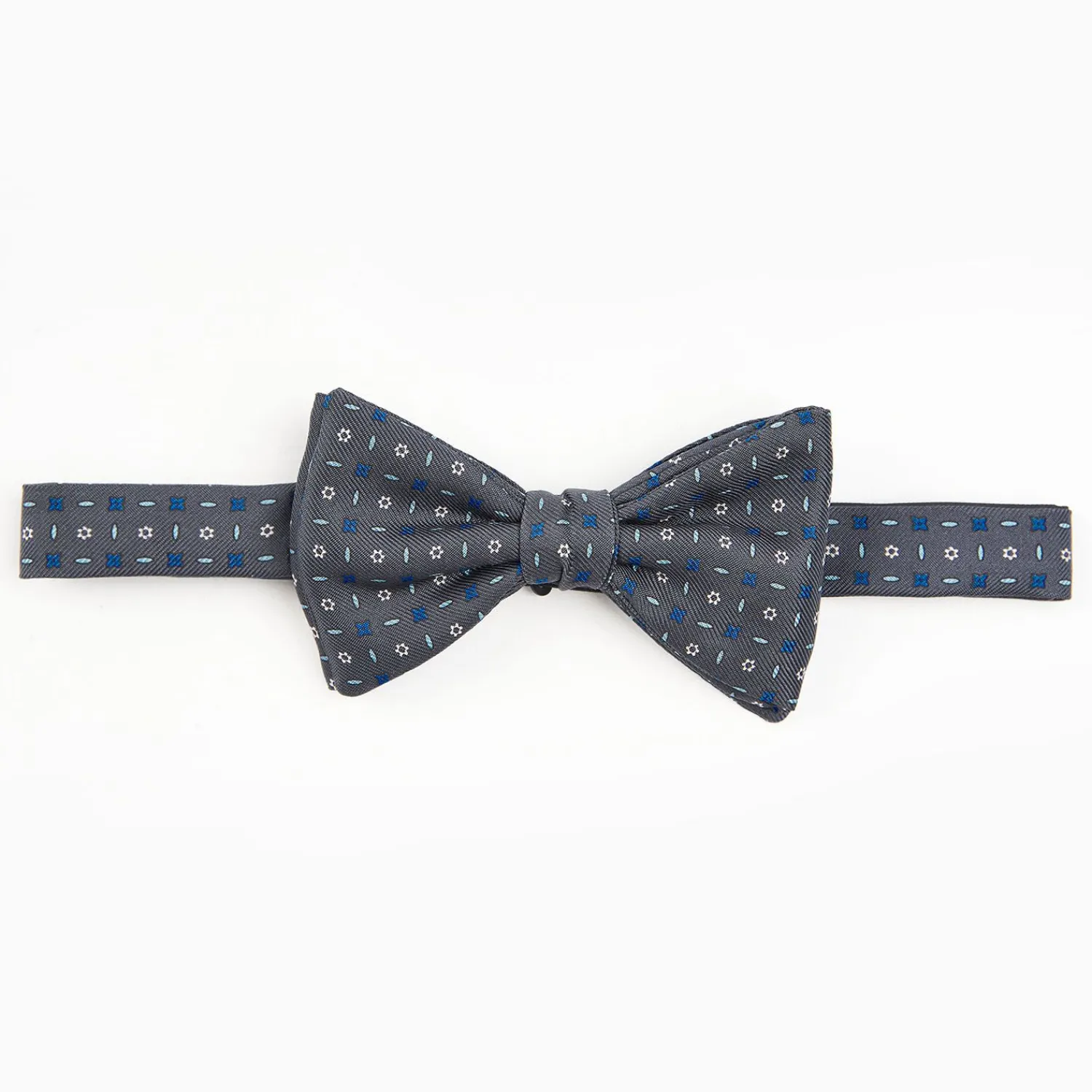 Dark Grey Pre-Knotted Silk Bowtie - Small Flower Pattern>E.Marinella Discount