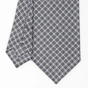 Dark Grey Sartorial 7 Cm Silk Tie - Small Flower Pattern>E.Marinella New