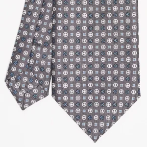 Dark Grey Sartorial Classic Silk Tie Small Flower Pattern>E.Marinella Online
