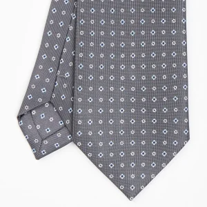 Dark Grey Sartorial Classic Silk Tie - Small Flower Designs>E.Marinella Best Sale