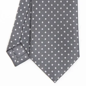 Dark Grey Sartorial Classic Silk Tie - Small Flower Pattern>E.Marinella Store