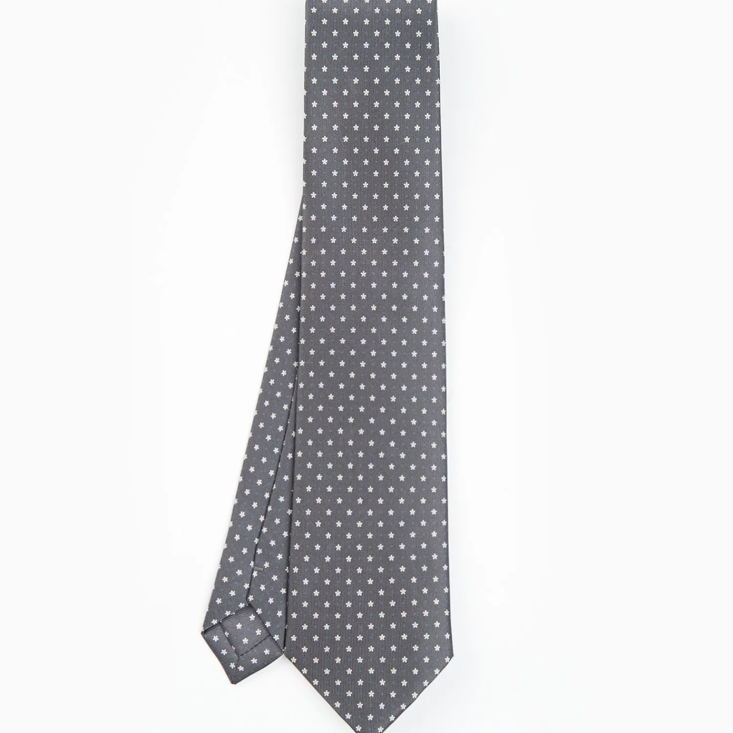 Dark Grey Sartorial Classic Silk Tie - Small Flower Pattern>E.Marinella Store