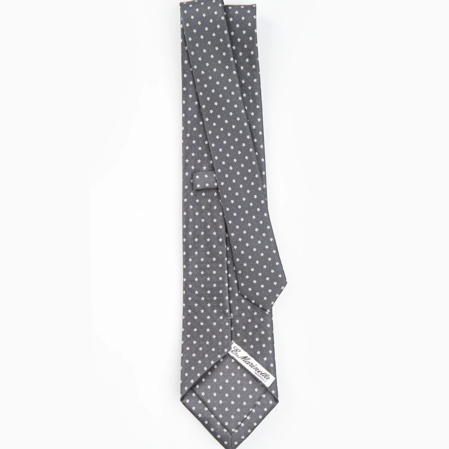 Dark Grey Sartorial Classic Silk Tie - Small Flower Pattern>E.Marinella Store