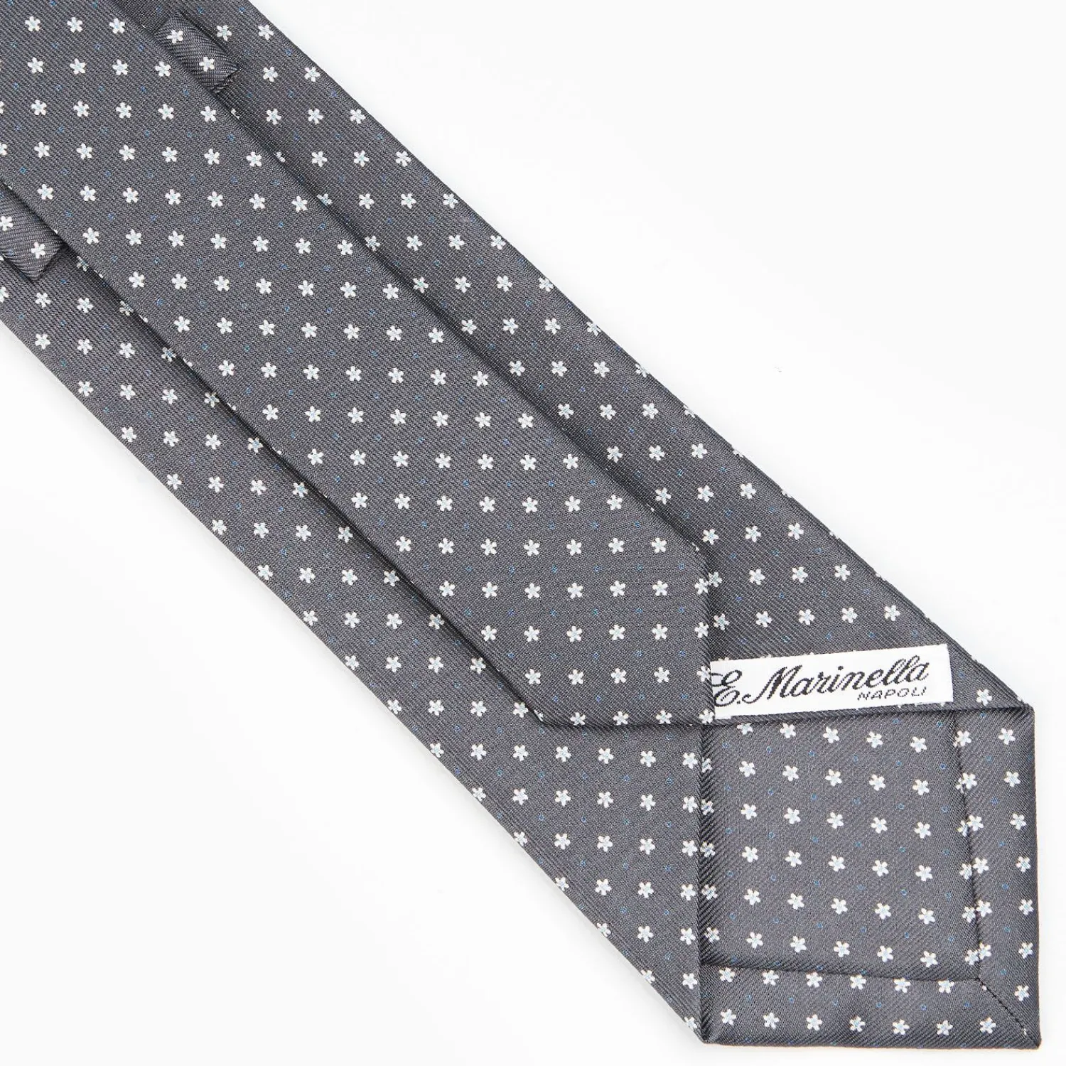 Dark Grey Sartorial Classic Silk Tie - Small Flower Pattern>E.Marinella Store