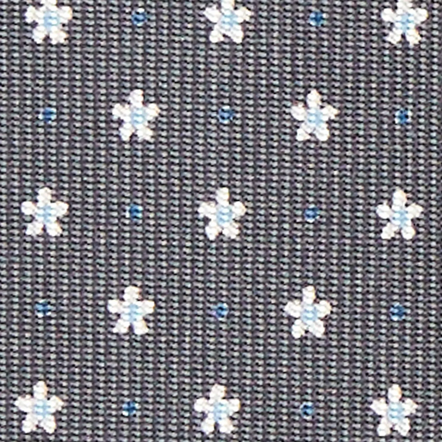 Dark Grey Sartorial Classic Silk Tie - Small Flower Pattern>E.Marinella Store