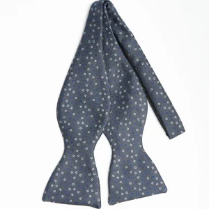 Dark Grey Silk Bowtie To Self-Tie - Small Flower Pattern>E.Marinella Hot