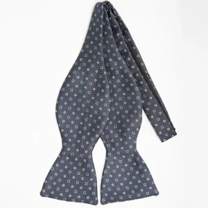 Dark Grey Silk Bowtie To Self-Tie - Small Flower Pattern>E.Marinella Flash Sale