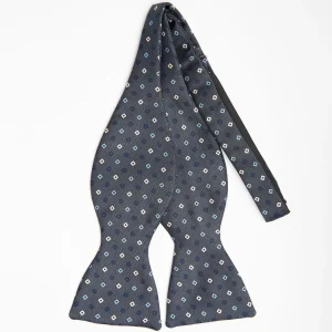 Dark Grey Silk Bowtie To Self-Tie Small Flower Pattern>E.Marinella Flash Sale