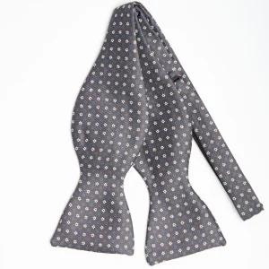 Dark Grey Silk Bowtie To Self-Tie Small Flower Pattern>E.Marinella Cheap
