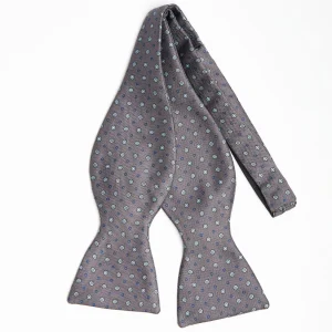 Dark Grey Silk Bowtie To Self-Tie - Small Flower Pattern>E.Marinella New