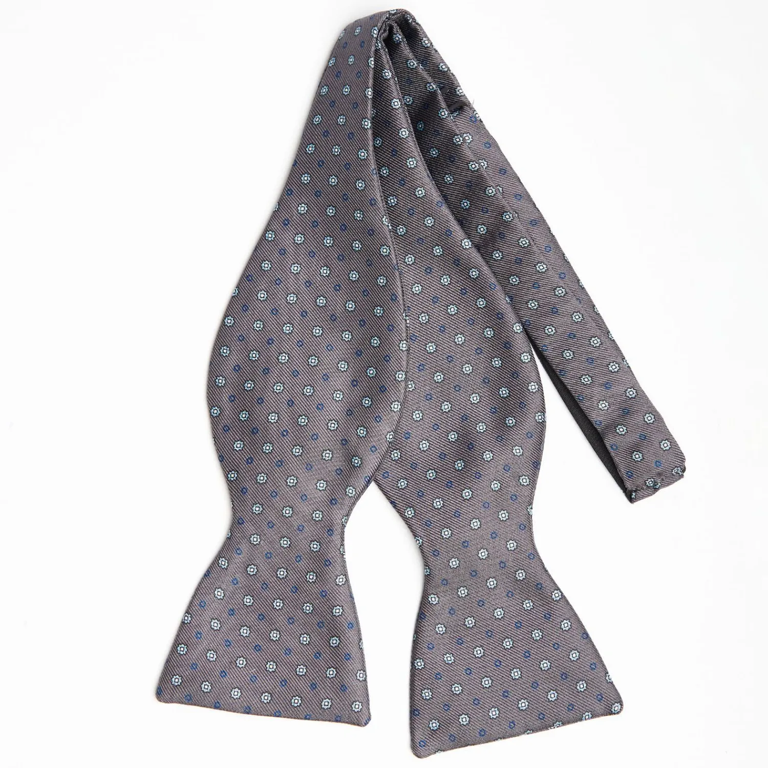 Dark Grey Silk Bowtie To Self-Tie - Small Flower Pattern>E.Marinella New