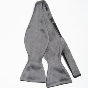 Dark Grey Silk Satin Bowtie To Self-Tie - Solid Color>E.Marinella Store