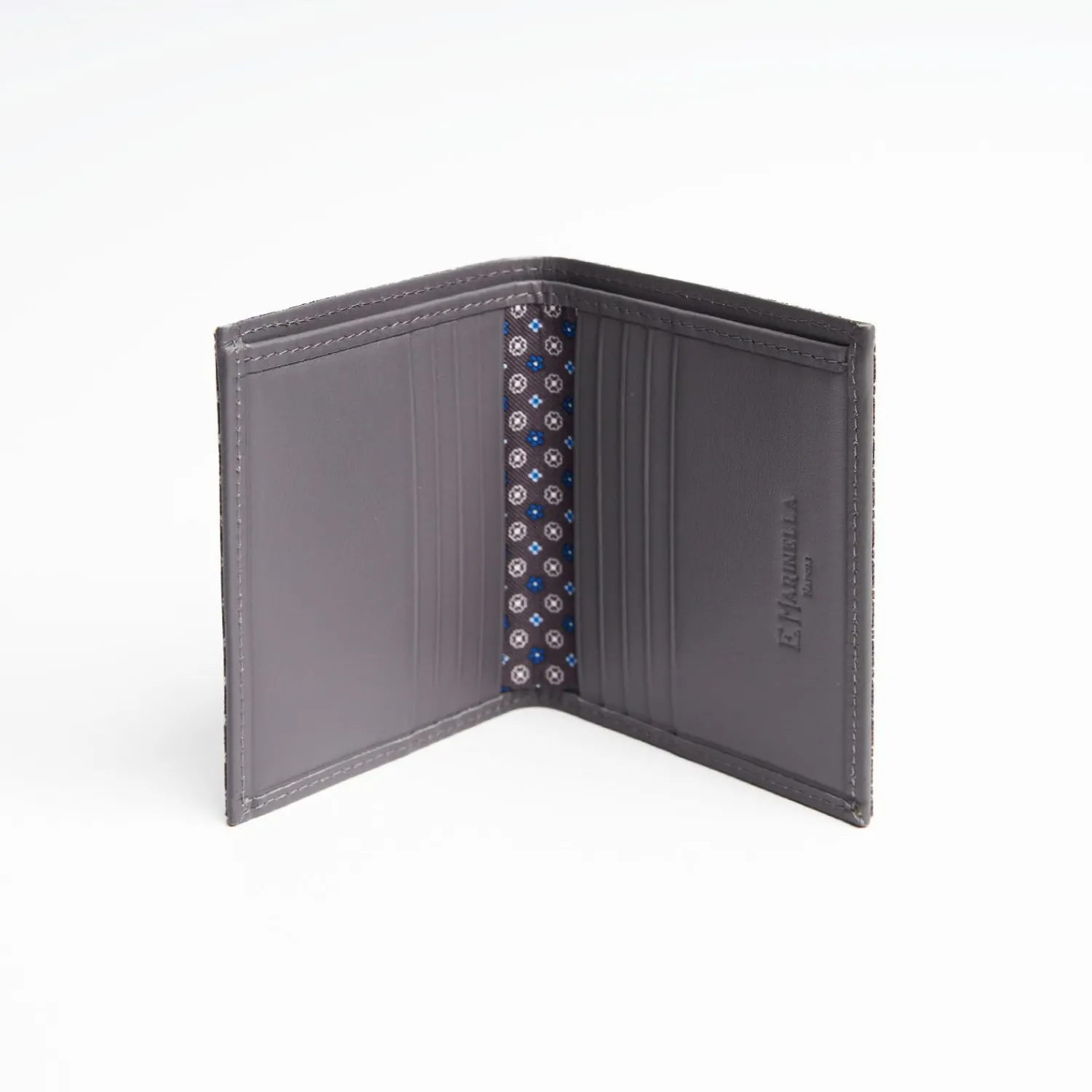 Dark Grey Small Wallet In Silk And Leather>E.Marinella Hot