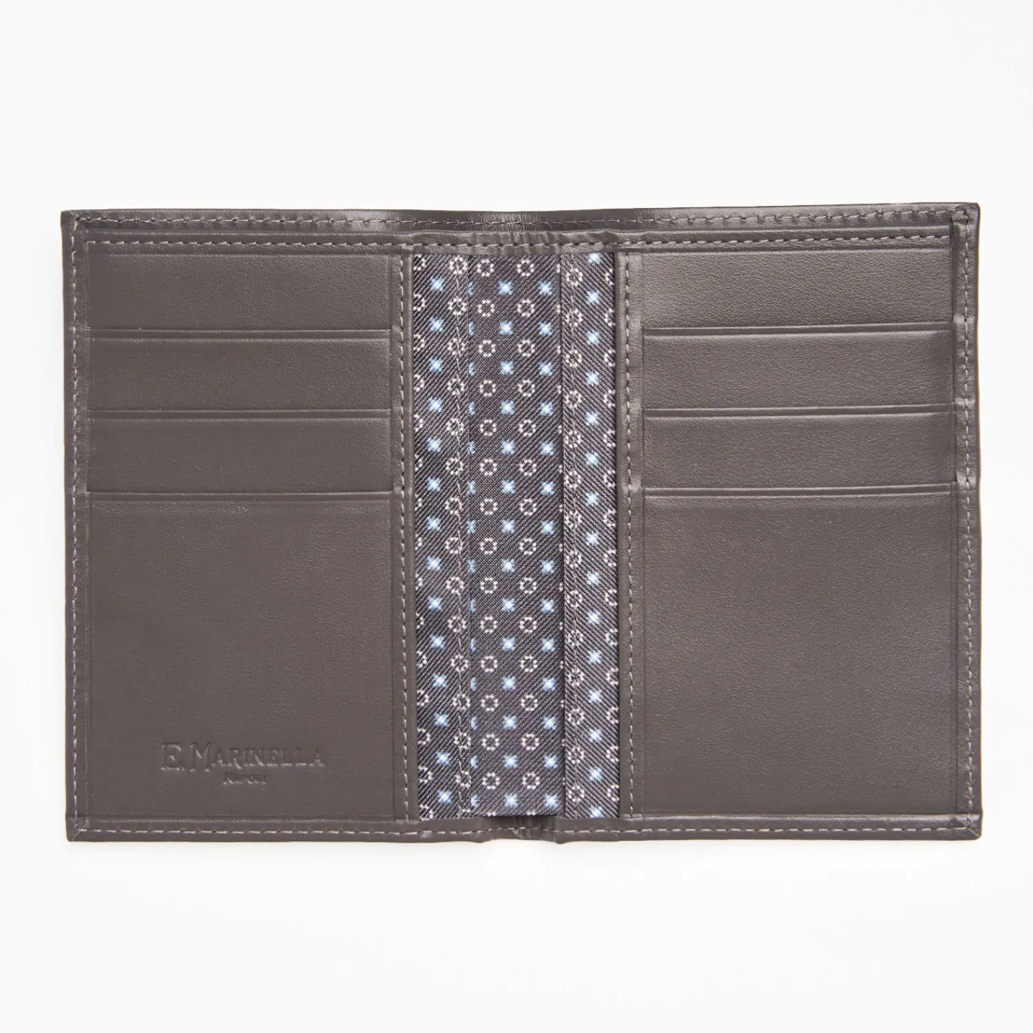 Dark Grey Vertical Wallet In Silk And Leather>E.Marinella Online