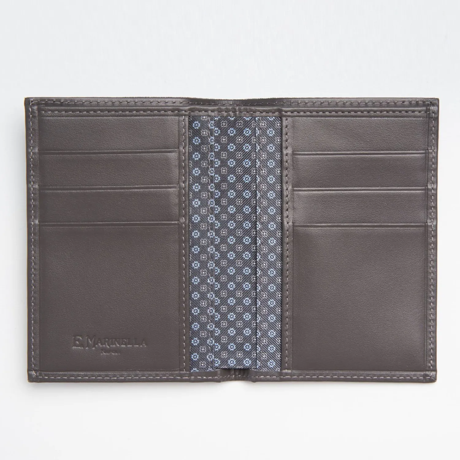Dark Grey Vertical Wallet In Silk And Leather>E.Marinella Hot