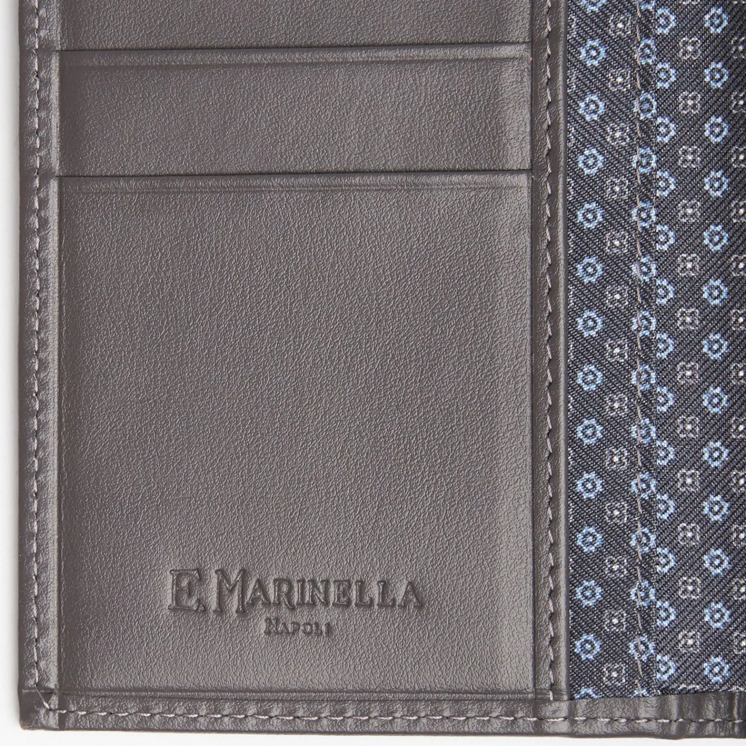 Dark Grey Vertical Wallet In Silk And Leather>E.Marinella Hot