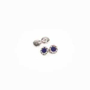 Double Octagonal Cufflinks With Lapis In Silver>E.Marinella Discount