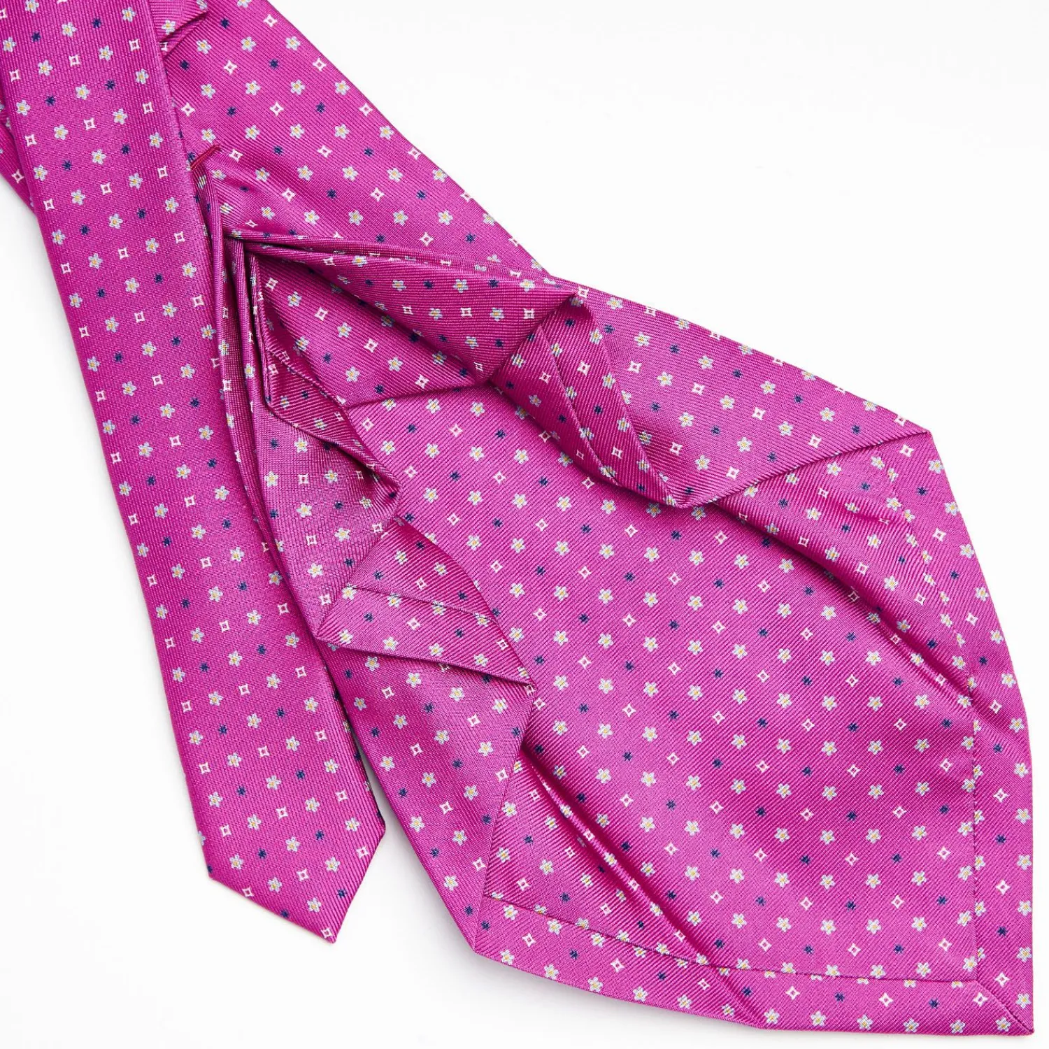 Fuchsia 7 Fold Sartorial Silk Tie - Small Flower Pattern>E.Marinella Best Sale
