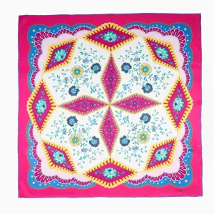 Fucsia Silk Scarf 90 - Floral Pattern>E.Marinella Shop