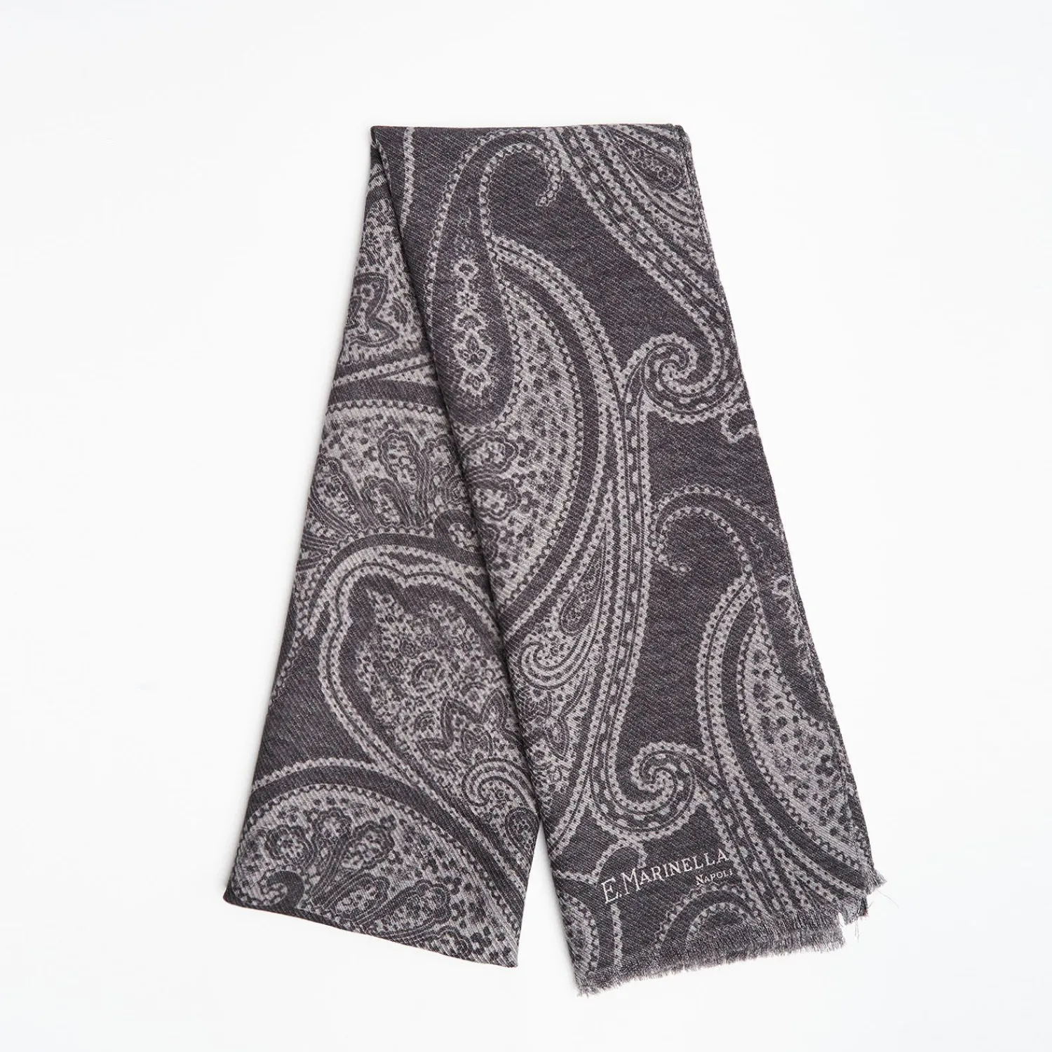 Gray Wool Stole - Paisley Pattern>E.Marinella Cheap