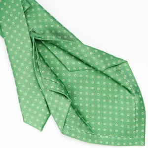 Green 5 Fold Sartorial Silk Tie - Small Flower Pattern>E.Marinella Best Sale