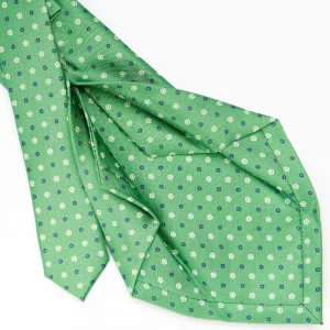 Green 5 Fold Sartorial Silk Tie - Small Flower Pattern>E.Marinella Cheap
