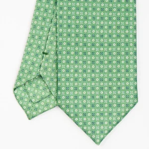 Green Sartorial 7 Cm Silk Tie - Small Flower Pattern>E.Marinella Best Sale