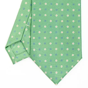 Green Sartorial Classic Silk Tie - Small Flower Designs>E.Marinella Fashion