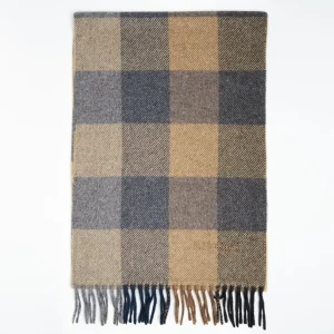 Grey And Beige Cashmere Plaid Scarf With Bangs>E.Marinella Best