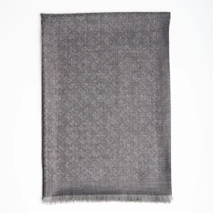 Grey Em Logo Scarf In Wool And Cashmere>E.Marinella Outlet