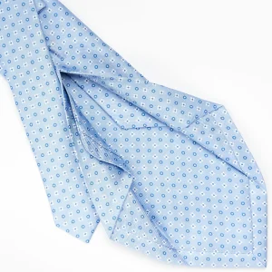 Light Blue 5 Fold Sartorial Silk Tie - Small Flower Pattern>E.Marinella Best