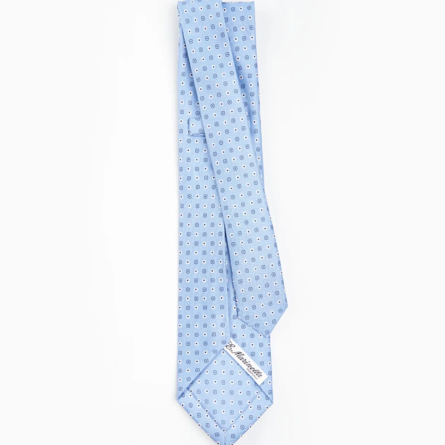 Light Blue 5 Fold Sartorial Silk Tie - Small Flower Pattern>E.Marinella Clearance