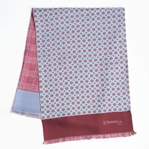 Light Blue And Burgundy Double Silk Scarf>E.Marinella Hot