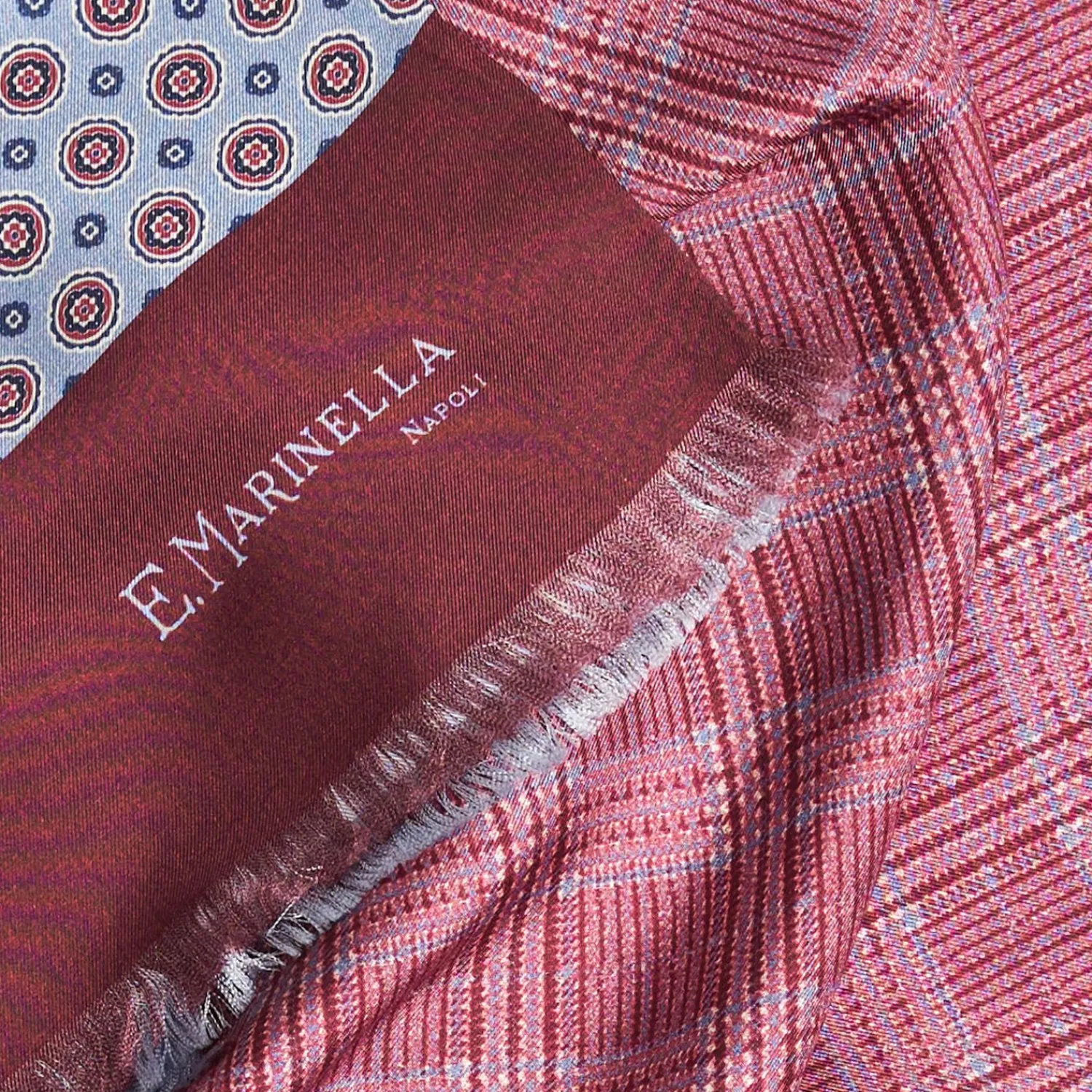 Light Blue And Burgundy Double Silk Scarf>E.Marinella Hot