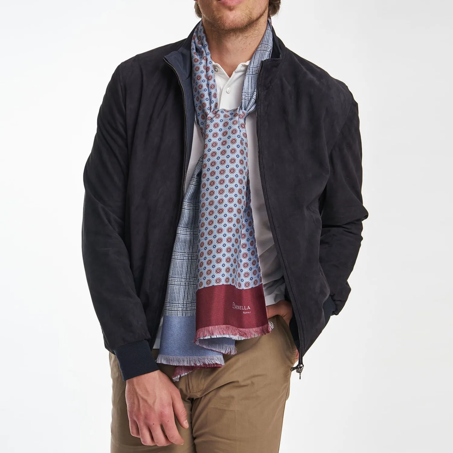 Light Blue And Burgundy Double Silk Scarf>E.Marinella Hot