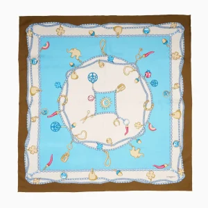 Light Blue And Dark Brown Silk Scarf 90 - Luchy Charms>E.Marinella Online