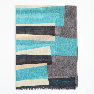 Light Blue And Grey Wool Stole>E.Marinella New