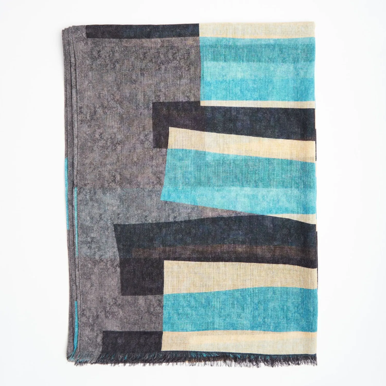 Light Blue And Grey Wool Stole>E.Marinella New