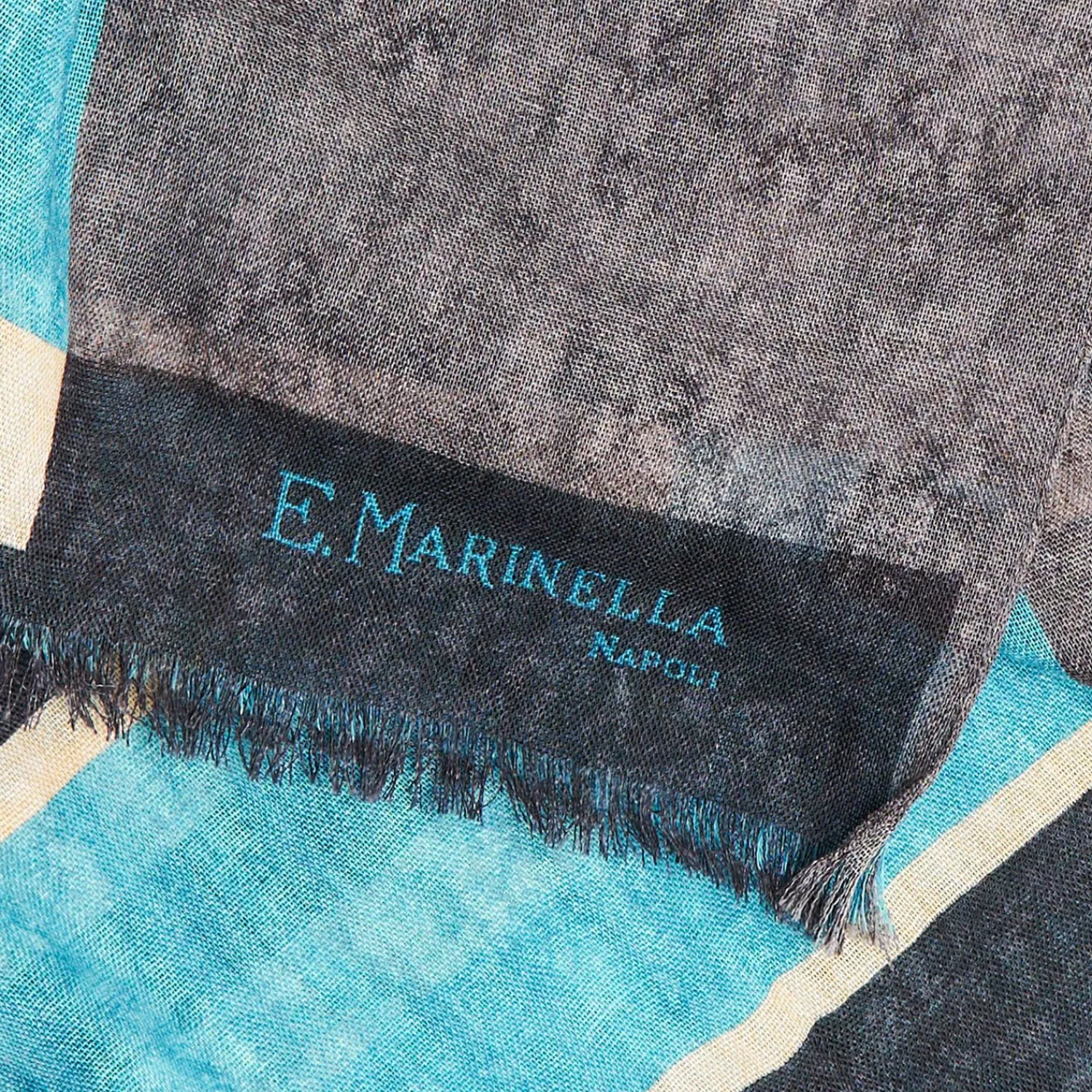 Light Blue And Grey Wool Stole>E.Marinella New