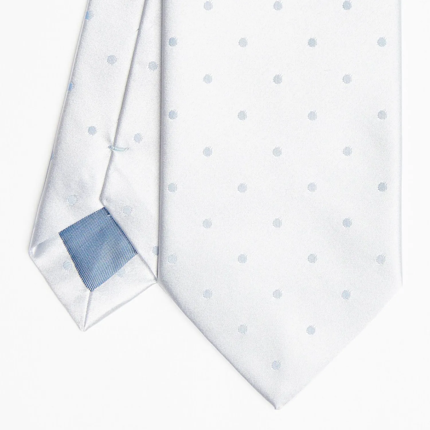 Light Blue Cerimonial Silk Satin Tie Polka Dot Pattern>E.Marinella Shop