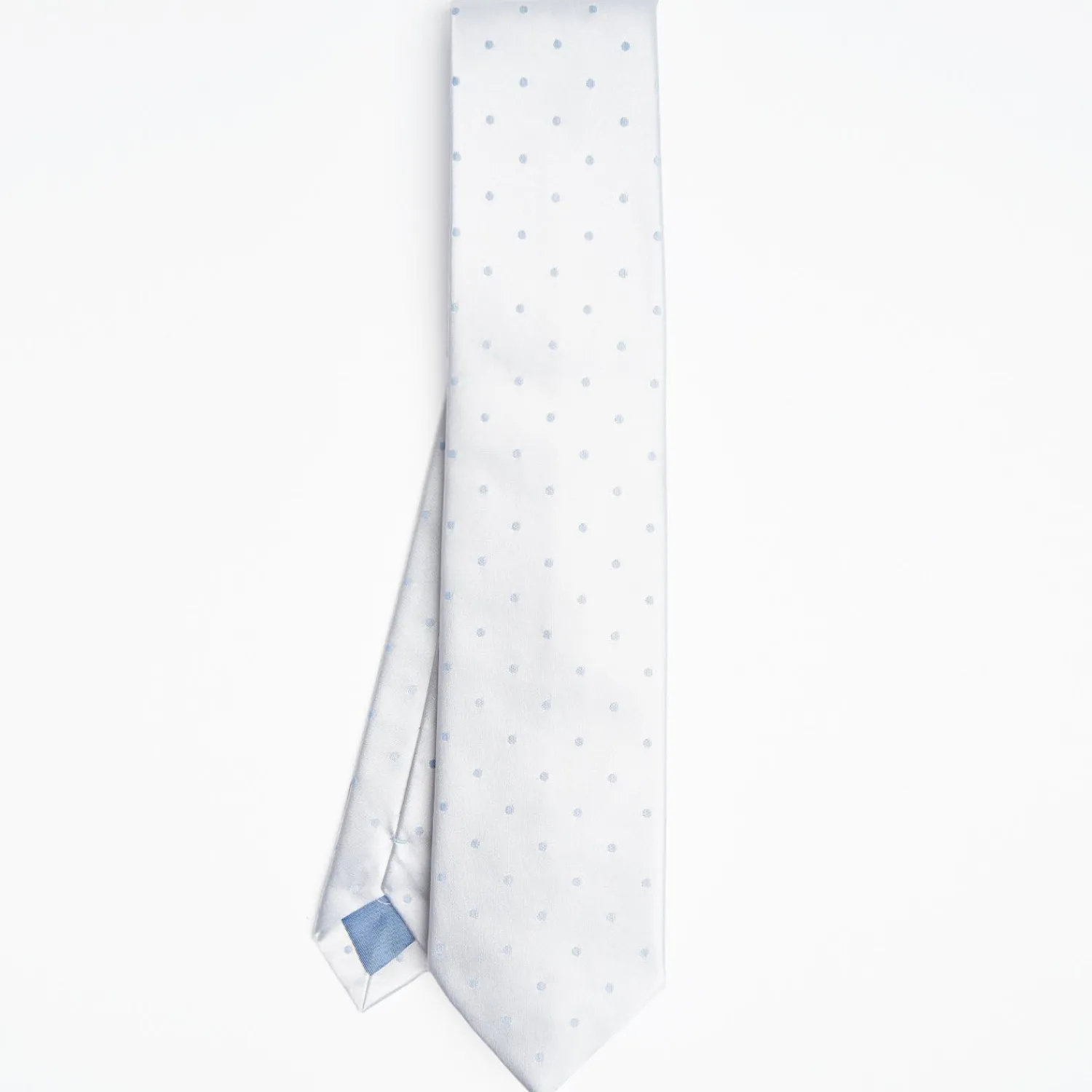 Light Blue Cerimonial Silk Satin Tie Polka Dot Pattern>E.Marinella Shop