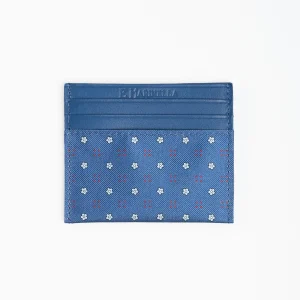 Light Blue Leather And Silk Credit Card Holder - 5 Compartments>E.Marinella Clearance