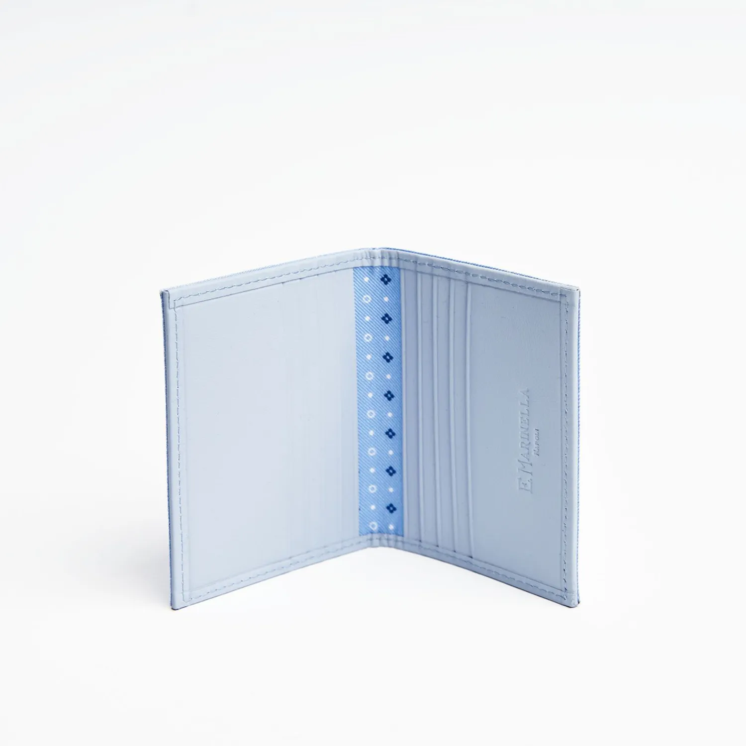 Light Blue Leather Folding Card Holder - 10 Compartments>E.Marinella Online