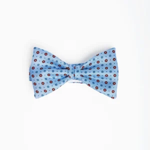 Light Blue Pre-Knotted Silk Bowtie - Small Flower Pattern>E.Marinella Cheap