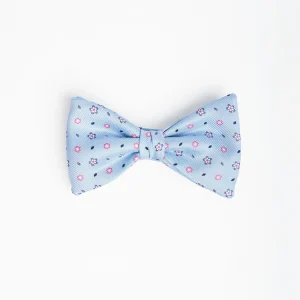 Light Blue Pre-Knotted Silk Bowtie - Small Flower Pattern>E.Marinella Best Sale