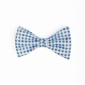 Light Blue Pre-Knotted Silk Bowtie - Small Flower Pattern>E.Marinella Clearance